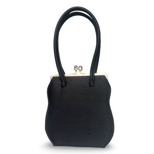 Anya Hindmarch Kisslock Black Silk Evening Bag